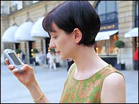 French woman with mobile phone